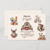 冬の農場動物クリスマスおむつくじ エンクロージャーカード (正面/裏面)