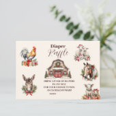 冬の農場動物クリスマスおむつくじ エンクロージャーカード (スタンド正面)