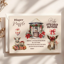 冬の農場動物クリスマスおむつくじ エンクロージャーカード
