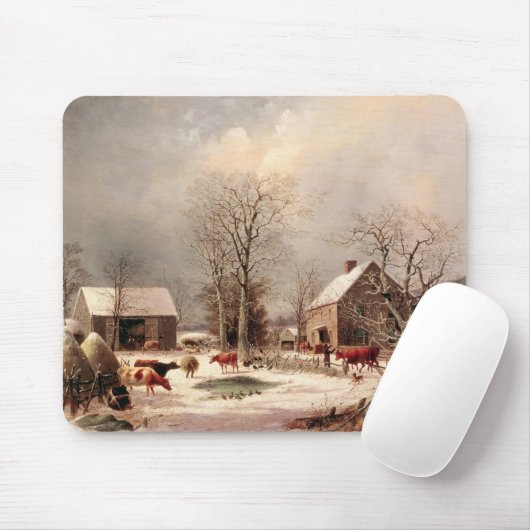 冬の農場構内 マウスパッド (マウス)