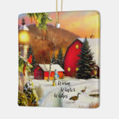 冬の農場 セラミックオーナメント (左)