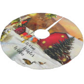 冬の農場 ブラッシュドポリエステルツリースカート (アングル)