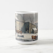 冬の農場(1861)ヴィンテージアートクリスマスマグカップ コーヒーマグカップ (中央)