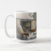 冬の農場(1861)ヴィンテージアートクリスマスマグカップ コーヒーマグカップ (左)