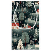 冬の農家の雪景色 スモールペーパーバッグ (裏面)