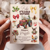 冬の農業動物クリスマスベビーおむつラッフル エンクロージャーカード