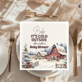 冬の農業動物クリスマスベビーシャワー スタンダードカクテルナプキン