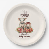 冬の農業動物クリスマスベビーシャワー ペーパープレート (正面)
