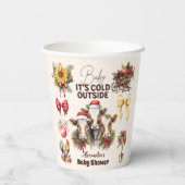 冬の農業動物クリスマスベビーシャワー 紙コップ (裏面)