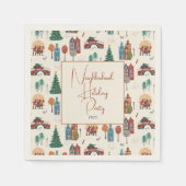 冬の近所の休日パーティー スタンダードカクテルナプキン (正面)