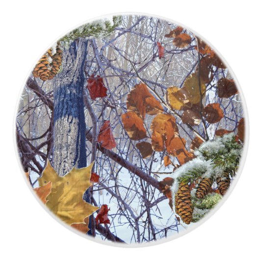 冬の迷彩柄カモフラージュ絵画ズ セラミックノブ (正面)