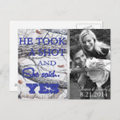 冬の迷彩柄日付の結婚はがきを保存 案内ポストカード (正面/裏面)