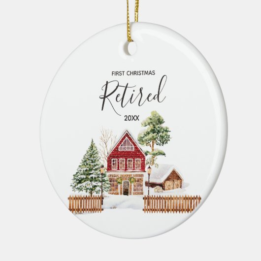 冬の退職した初めてのクリスマスオーナメント セラミックオーナメント (左)