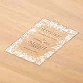 冬の透明な結婚式の雪の結晶 アクリル招待状 (レイダウン)
