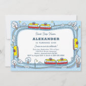 冬の通りトラムズキッズトランスポート誕生日 招待状 (正面)