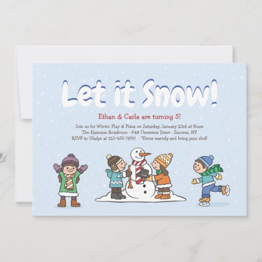 冬の遊びのお誘い 招待状 (正面)