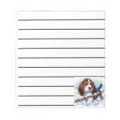 冬の遊雪にステッキを持った子犬 ノートパッド (正面)