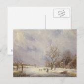 冬の運河のシーン， 19世紀 ポストカード (正面/裏面)