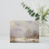 冬の運河のシーン， 19世紀 ポストカード (スタンド正面)