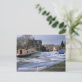 冬の運河ボート ポストカード (スタンド正面)