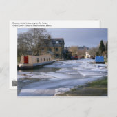 冬の運河ボート ポストカード (正面/裏面)
