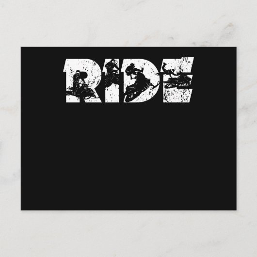 冬の運転でスノーモービルのドライバーのそり乗る ポストカード (正面)