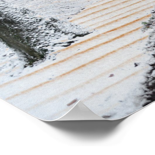 冬の道路木造 ポスター (角)