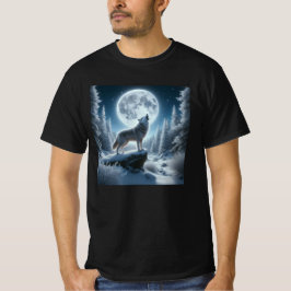 冬の遠吠えオオカミ Tシャツ