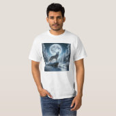 冬の遠吠えオオカミ Tシャツ (正面フル)