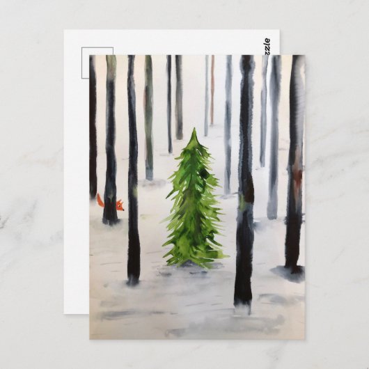 冬の遭遇 ポストカード (正面/裏面)