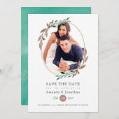 冬の郷土の緑の写真 ウェディング セーブザデート (正面/裏面)