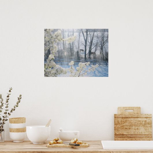 冬の野牛 ポスター (キッチン)