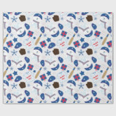 冬の野球パターン ラッピングペーパー (フラット)