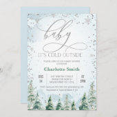 冬の野生の赤ちゃん男の子ベイビーシャワー 招待状 (正面/裏面)