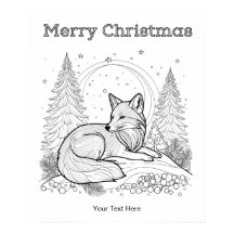 冬の野生の赤狐クリスマスぬりえ