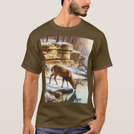 冬の野生の雄シカ Tシャツ