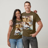 冬の野生動物で鹿バック Tシャツ (ユニセックス)