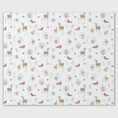 冬の野生動物のクリスマスパターン ラッピングペーパー (フラット)