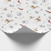 冬の野生動物のクリスマスパターン ラッピングペーパー (角)