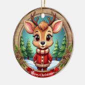 🦌🎄冬の野生動物の休日をカスタマイズ可能 セラミックオーナメント (左)
