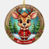 🦌🎄冬の野生動物の休日をカスタマイズ可能 セラミックオーナメント (裏面)
