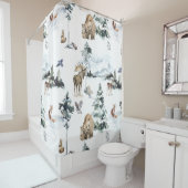 冬の野生動物の森林動物 シャワーカーテン (インサイチュ)