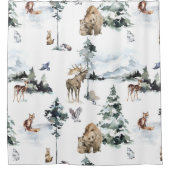 冬の野生動物の森林動物 シャワーカーテン (正面)