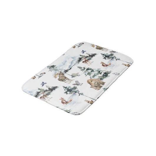冬の野生動物の森林動物 バスマット (アングル)