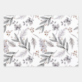 冬の野生鳥類キツネ葉ボタニカル ラッピングペーパーシート (正面3)