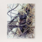 冬の野良猫の写真アート ジグソーパズル (縦)