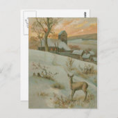 冬の野鹿の教会の雪 ポストカード (正面/裏面)