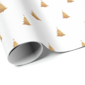 冬の金ゴールドとホワイトクリスマスツリーホリデー ラッピングペーパー (ロールコーナー)