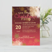 冬の金ゴールドの雪のバーガンディのクリスマスパーティー 招待状 (スタンド正面)