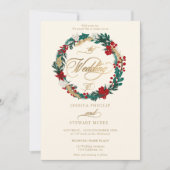 冬の金ゴールドアイボリーすべて結婚の1つの書道 招待状 (正面)